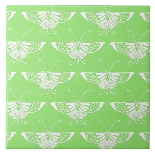 Stilisierter Deko-Schmetterling - Limettengrün Fliese (Vorderseite)