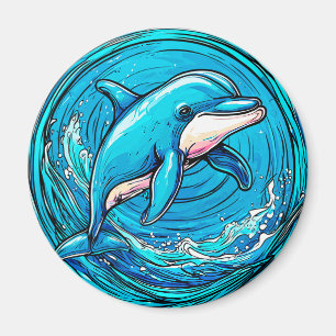 Stilisierter Delfin schwimmt Magnet