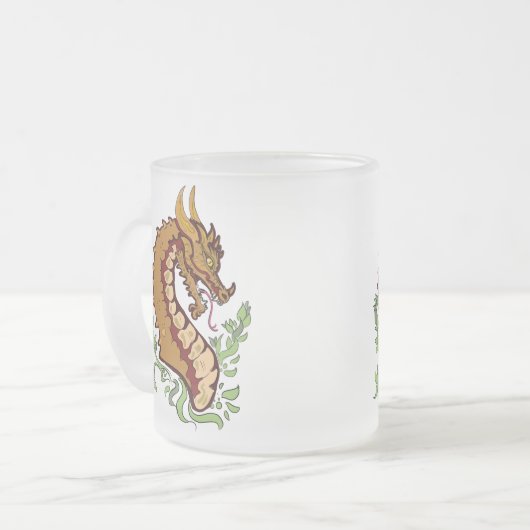 Stilisierter Drache Mattglastasse (Vorderseite Links)