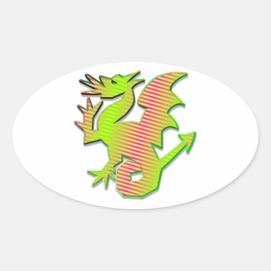 Stilisierter Drache Ovaler Aufkleber (Vorderseite)