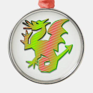 Stilisierter Drache Silbernes Ornament