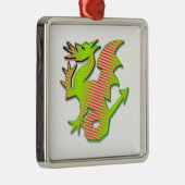 Stilisierter Drache Silbernes Ornament (Rechts)