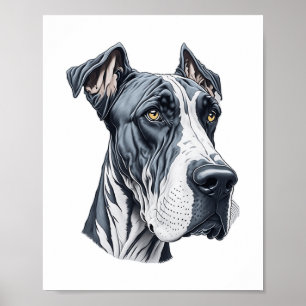 Stilisierter Großer Dane Head Poster
