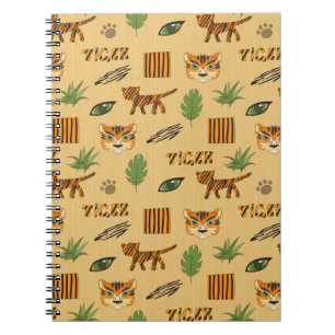 Stilisierter Hintergrund mit Cartoon Tiger. Bright Notizblock