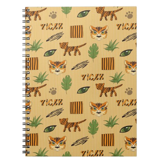 Stilisierter Hintergrund mit Cartoon Tiger. Bright Notizblock (Vorderseite)
