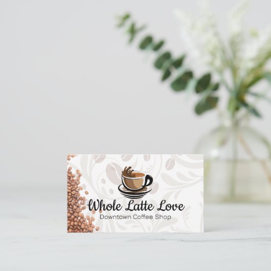 Stilisierter Java-Cup | Kaffeebohnen Visitenkarte (Stehend Vorderseite)