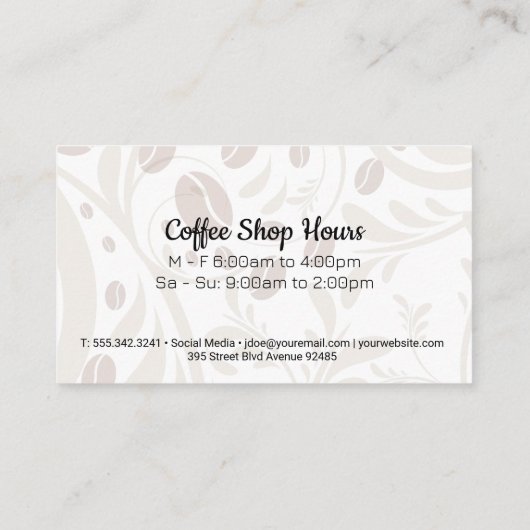 Stilisierter Java-Cup | Kaffeebohnen Visitenkarte (Rückseite)