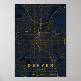 Stilisierter Kartendruck von Denver Colorado  Poster