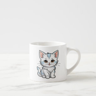 Stilisierter Katzen-Cartoon-Linienkunst-Design-523 Espressotasse