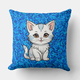 Stilisierter Katzen-Cartoon-Linienkunst-Design-523 Kissen