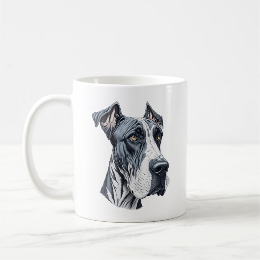 Stilisierter Kopf einer Dänischen Dogge Kaffeetasse (Links)