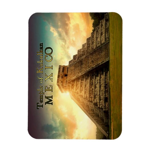 Stilisierter Kukulkan-Mexiko-Tempel Magnet (Vertikal)