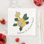 Stilisierter Löwenzahn Schmetterling Willkommen im Serviette (Beispiel)