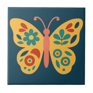 Stilisierter, naturinspirierter Schmetterling mit Fliese