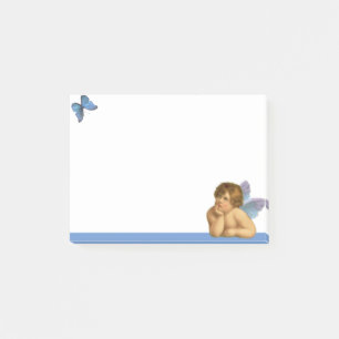 Stilisierter Raphael Cherub & blauer Schmetterling Post-it Klebezettel