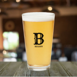 Stilisierter Schwarzer Anfangs- und Nachname Glas