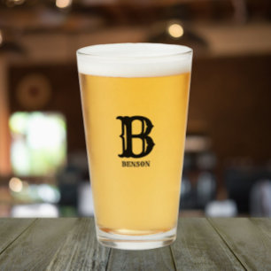 Stilisierter Schwarzer Anfangs- und Nachname Glas