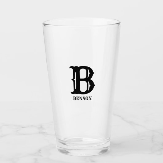 Stilisierter Schwarzer Anfangs- und Nachname Glas (Vorderseite)