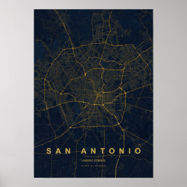 Stilisierter Stadtplan-Druck von San Antonio Texas Poster