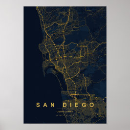 Stilisierter Stadtplan-Druck von San Diego Kalifor Poster