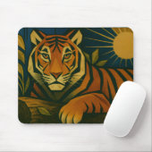 Stilisierter Tiger in Ziersonnenrahmen Mousepad (Mit Mouse)
