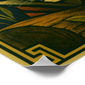 Stilisierter Tiger in Ziersonnenrahmen Poster (Ecke)