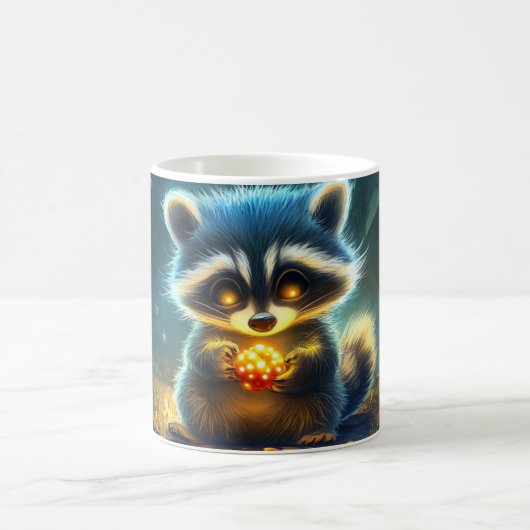 stilisierter und süßer Waschbär Kaffeetasse (Mittel)