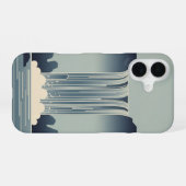 Stilisierter Wasserfall im Vintage-Stil iPhone 16 Hülle (Rückseite (Horizontal))