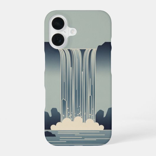 Stilisierter Wasserfall im Vintage-Stil iPhone 16 Hülle (Rückseite)