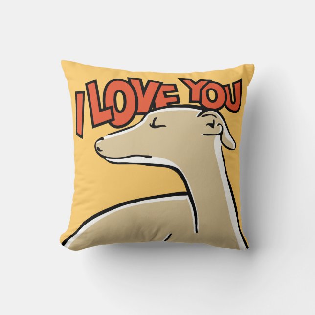 Stilisierter Windhund „I schließt You auf " Kissen (Vorderseite)