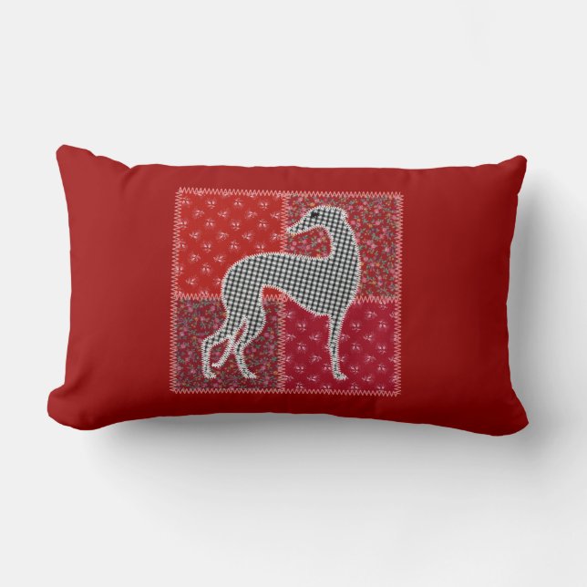 Stilisierter Windhund „Patchwork " Lendenkissen (Vorderseite)