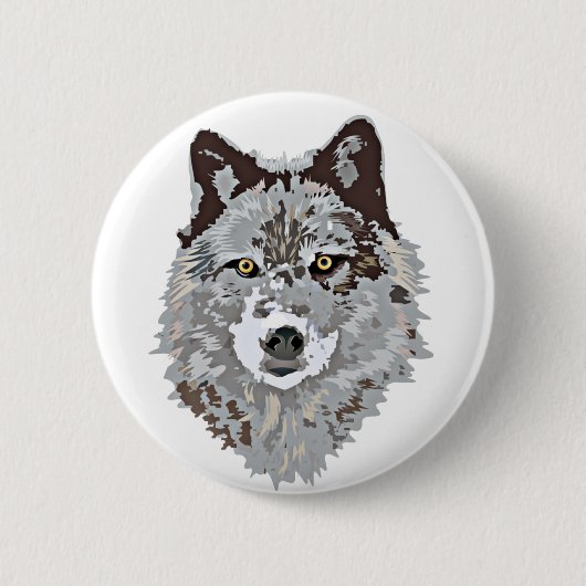 Stilisierter Wolf-Kopf Button (Vorderseite)