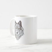 Stilisierter Wolf-Kopf Kaffeetasse (Vorderseite Links)