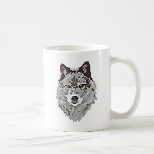 Stilisierter Wolf-Kopf Kaffeetasse (Rechts)
