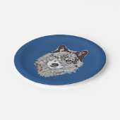 Stilisierter Wolf-Kopf Pappteller (Schrägansicht)