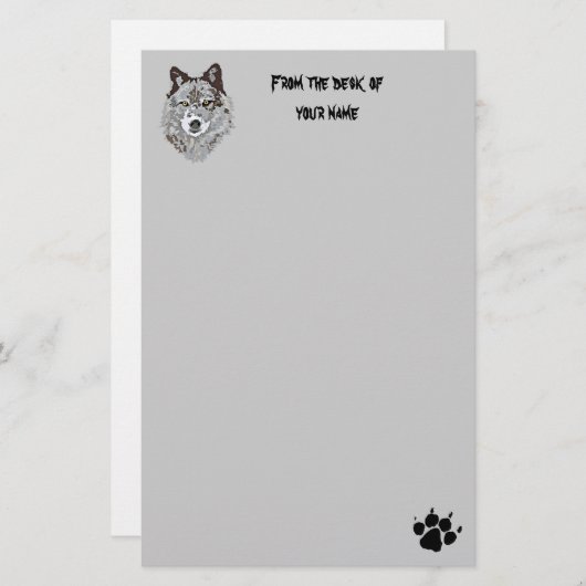 Stilisierter Wolf-Kopf stationär Briefpapier (Vorne/Hinten)