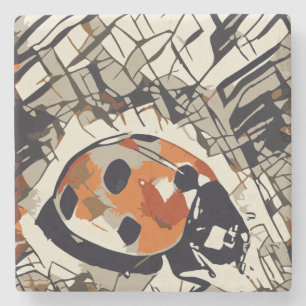 Stilisierter zeichn eines Red Ladybug Steinuntersetzer