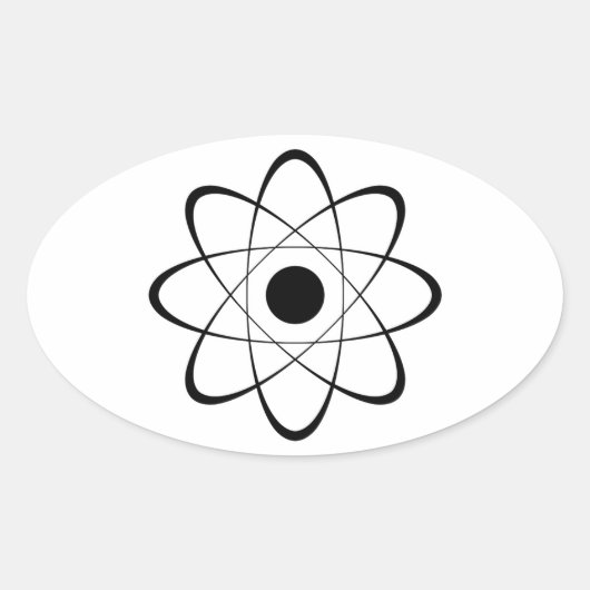 Stilisiertes Atom-Symbol Ovaler Aufkleber (Vorderseite)