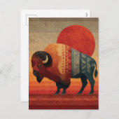 Stilisiertes Bison mit amerikanischer Tradition Feiertagspostkarte (Vorne/Hinten)