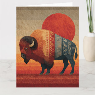 Stilisiertes Bison mit amerikanischer Tradition Karte