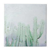 Stilisiertes, blassgrünes Kaktus-Pflanze-Muster Fliese (Vorderseite)