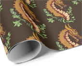Stilisiertes Brown Dragon Wrapping Paper Geschenkpapier (Rolleneckpunkt)