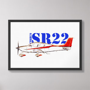Stilisiertes Cirrus SR22-Flugzeug mit Fettdruck Fotodruck