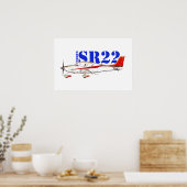 Stilisiertes Cirrus SR22-Flugzeug mit Fettdruck Poster (Küche)