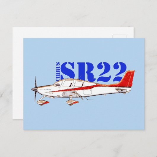 Stilisiertes Cirrus SR22-Flugzeug mit Fettdruck Postkarte (Vorne/Hinten)