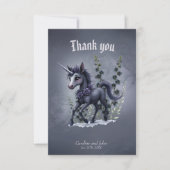 Stilisiertes Einhorn in floraler Pracht. Dankeskarte (Vorderseite)