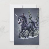 Stilisiertes Einhorn in floraler Pracht. Dankeskarte (Rückseite)