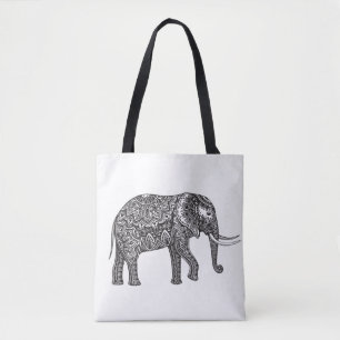 Stilisiertes Fantasie-Elefant-Gekritzel 2 Tasche