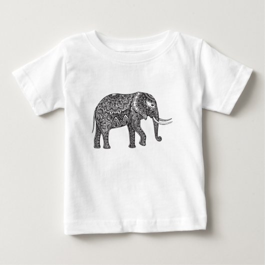 Stilisiertes Fantasie-Elefant-Gekritzel Baby T-shirt (Vorderseite)