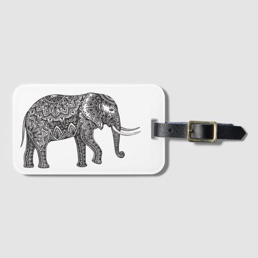 Stilisiertes Fantasie-Elefant-Gekritzel Gepäckanhänger (Vorderseite (Horizontal))
